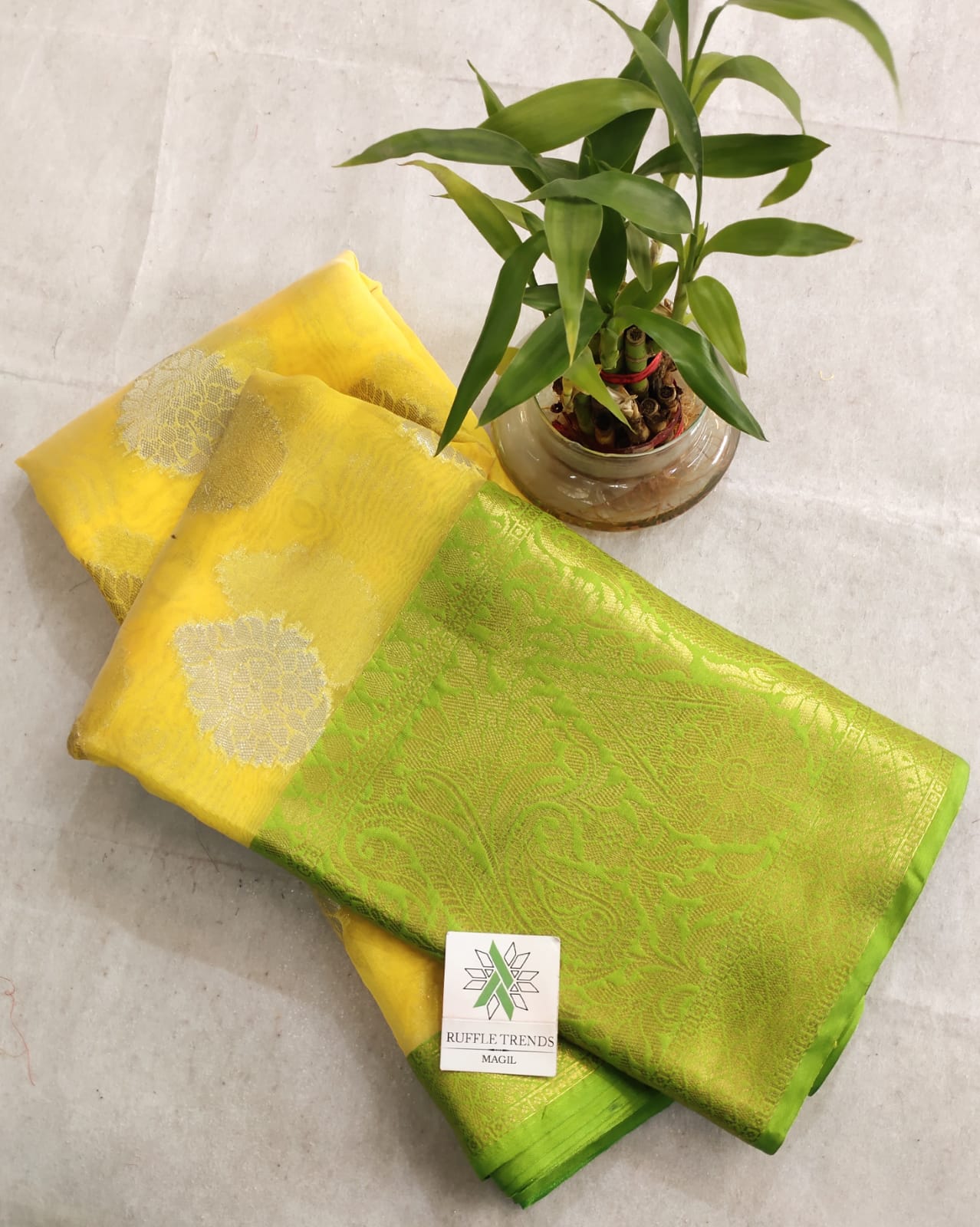 Mangalagiri Handlooms Pure Yellow & Green Pattu By Pattu Silk Saree With  Full Ikkat Design-Indiehaat – Indiehaat.com