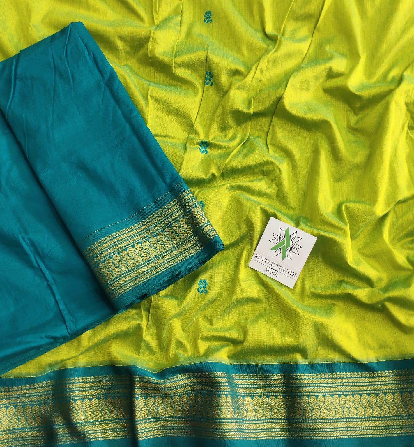 Kalyani Cotton Silk ( Parrot green, Teal green )
