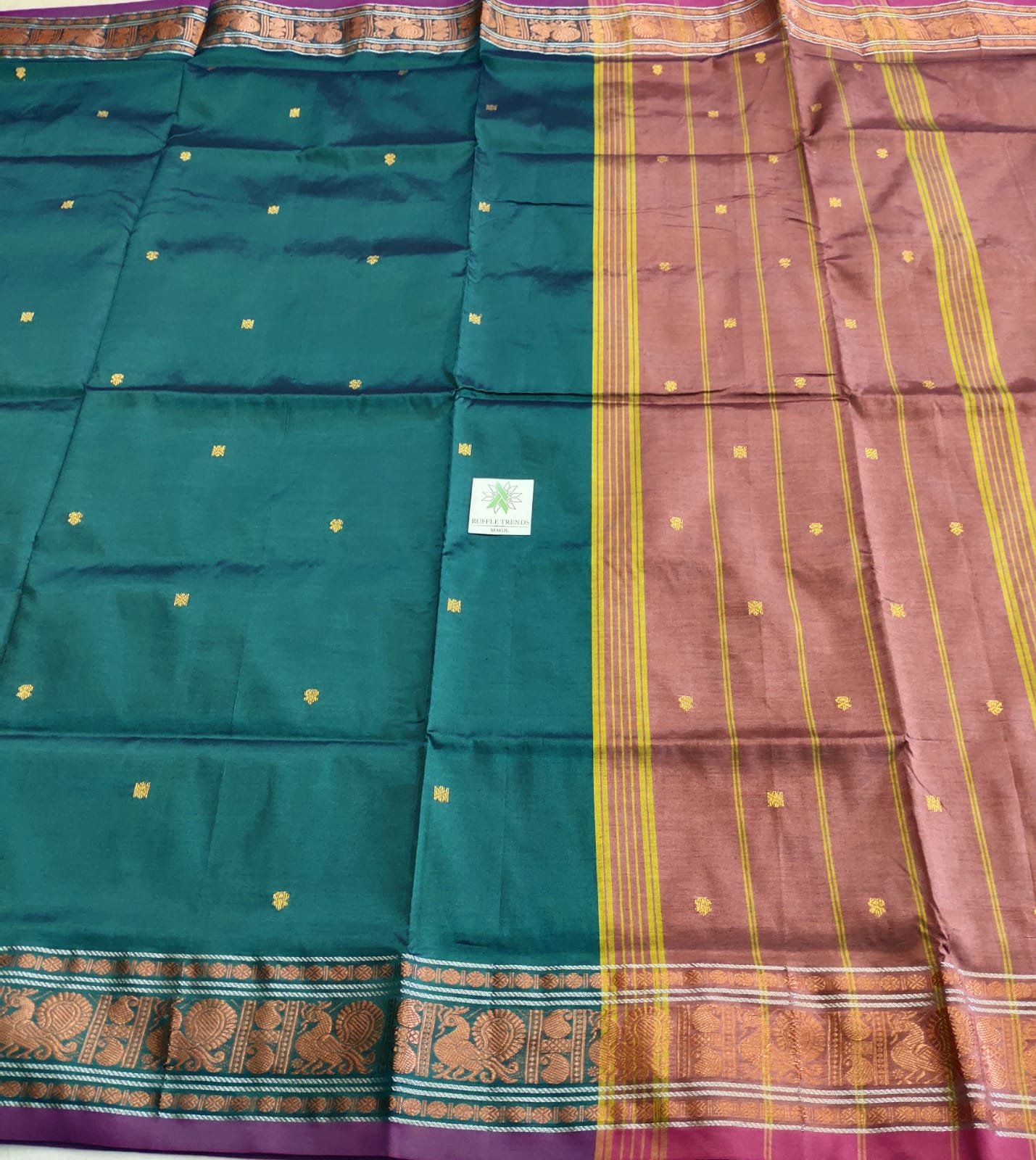 Madurai Silk ( Dark maroon, Teal green )