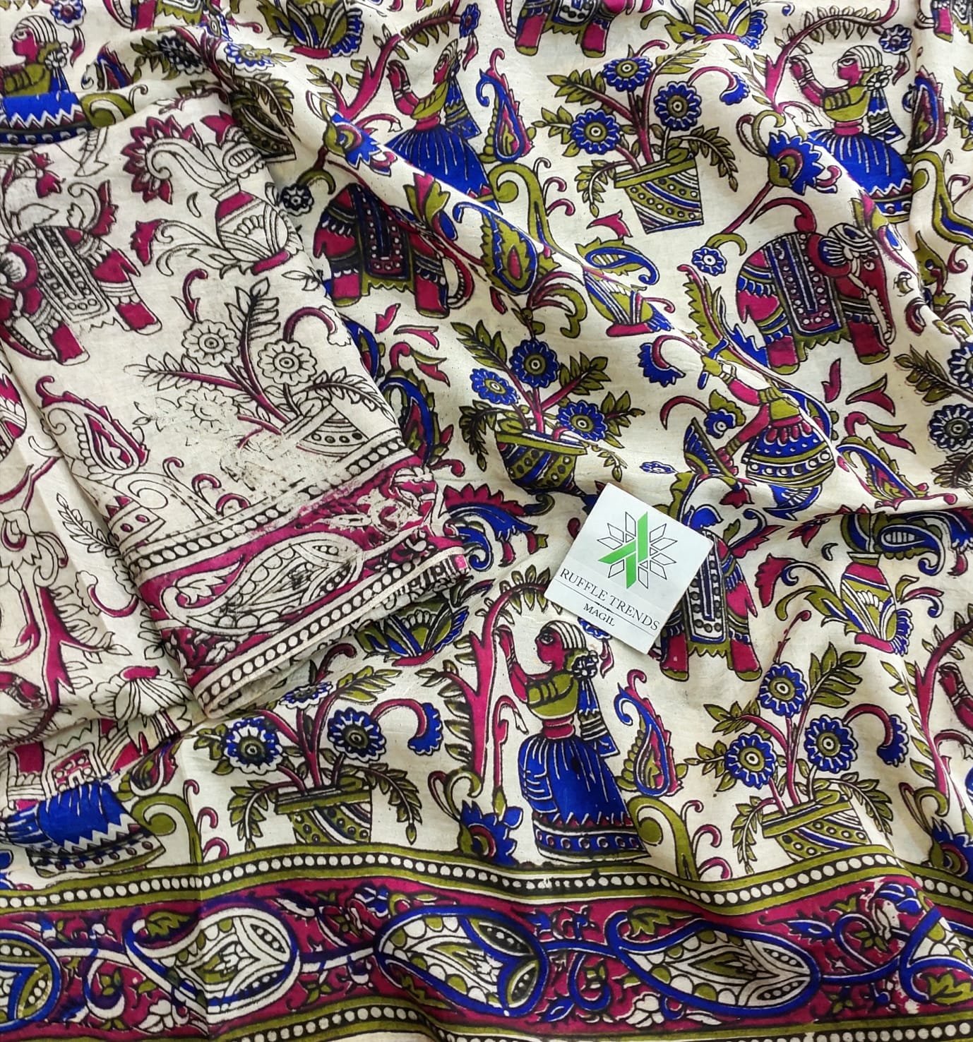 Patta Chitra ( Cream, Blue, Green )