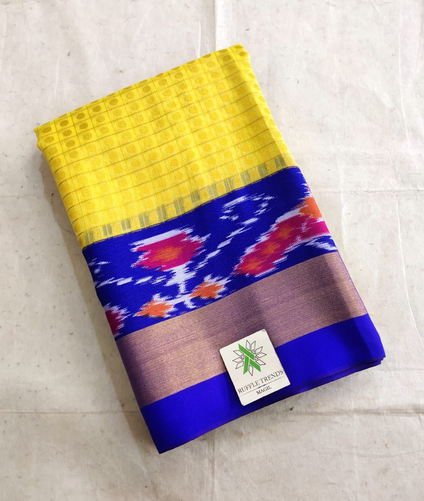 Veena Silk ( Yellow, Royal blue )