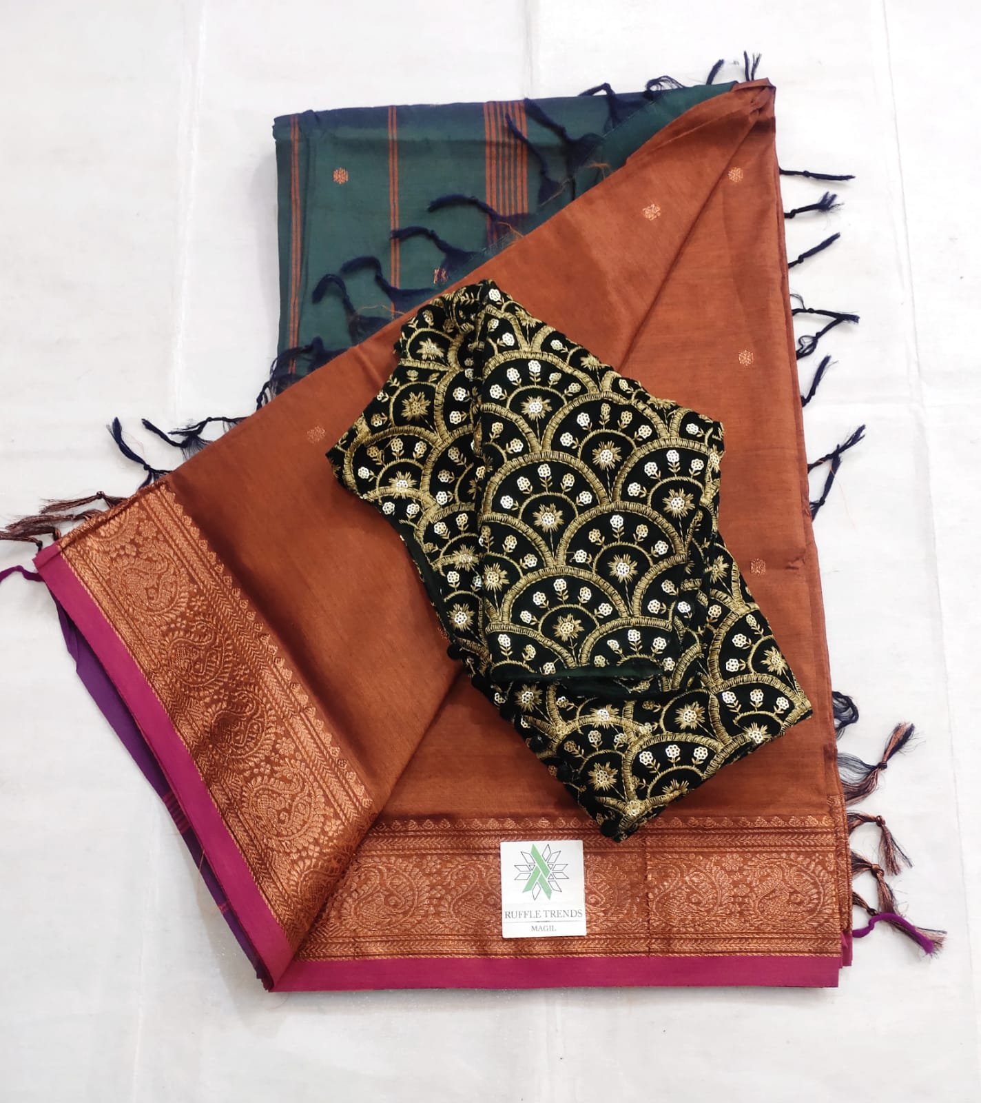 Madurai Pattu Combo(brown,dark green)