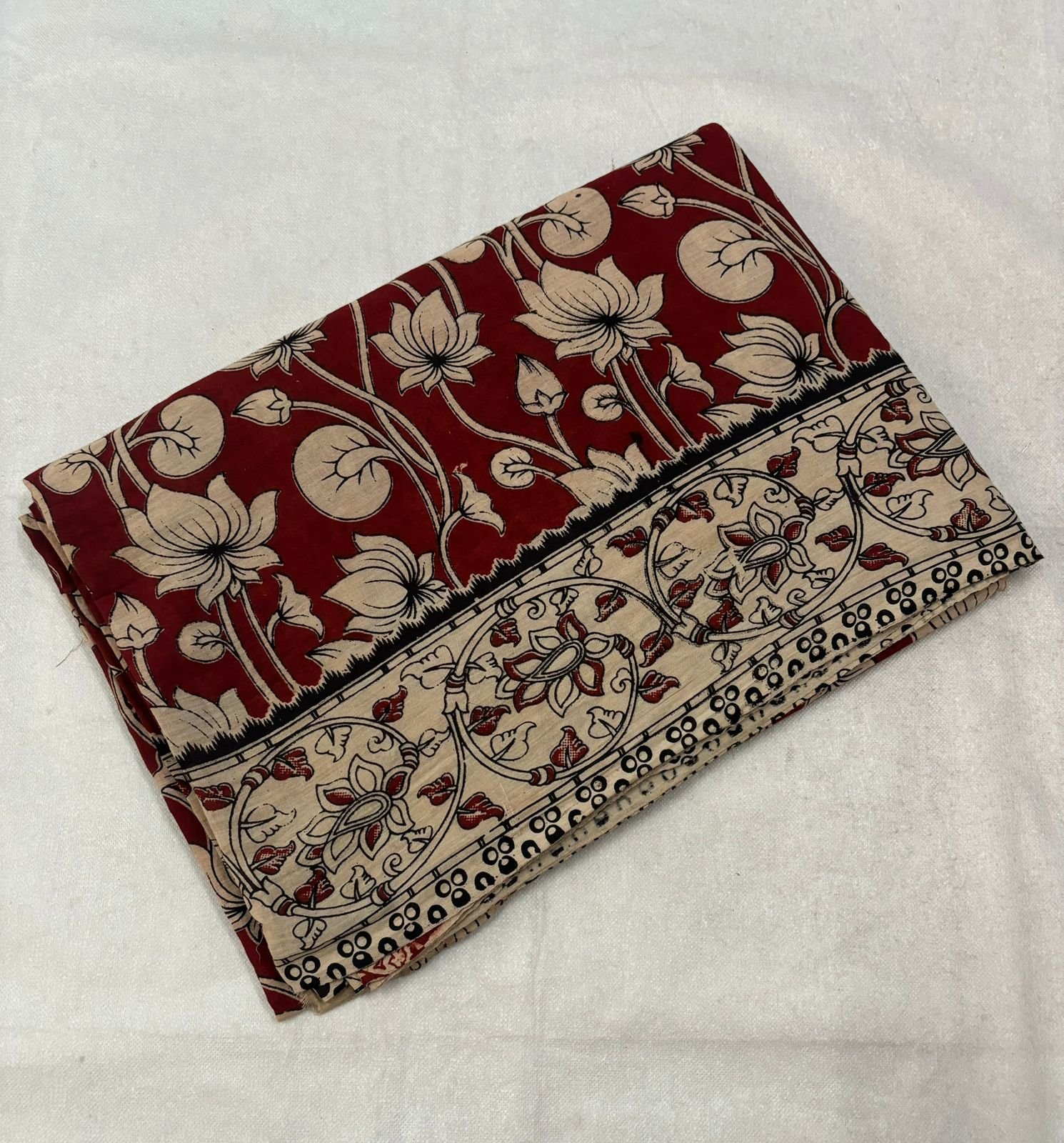 Kalamkari Heritage ( Cream, Maroon )